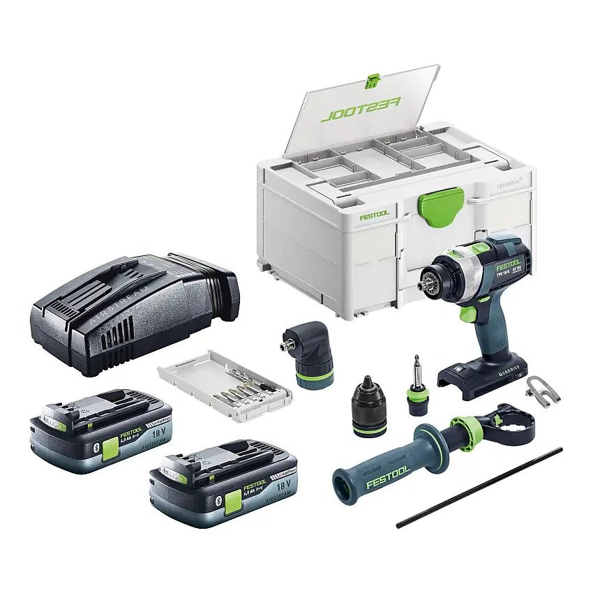 Festool TPC 18/4 I-Basic-Set Akku Schlagbohrschrauber 18 V 75 Nm Brushless + 2x Akku 4,0 Ah + Schnellladegerät + Systainer
