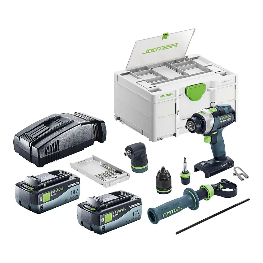 Festool TPC 18/4 I-Basic-Set Akku Schlagbohrschrauber 18 V 75 Nm Brushless + 2x Akku 8,0 Ah + Schnellladegerät + Systainer