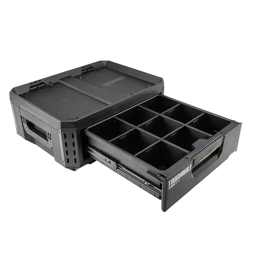Toughbuilt StackTech TB-B1-D-30-1 Werkzeugkiste Koffer mit Schublade 53 x 40 x 18 cm + 6x Trennwand