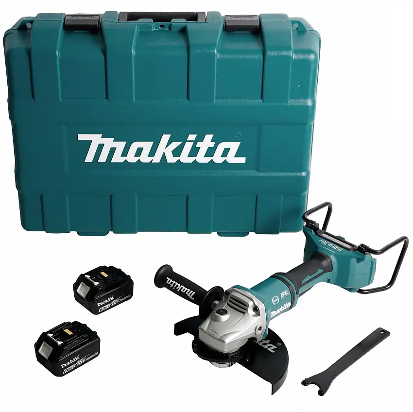 Makita DGA 900 GKX2 Akku Winkelschleifer 36V ( 2x18V ) 230mm Brushless + 2x Akku 6,0Ah + Ezynut + Koffer - ohne Ladegerät