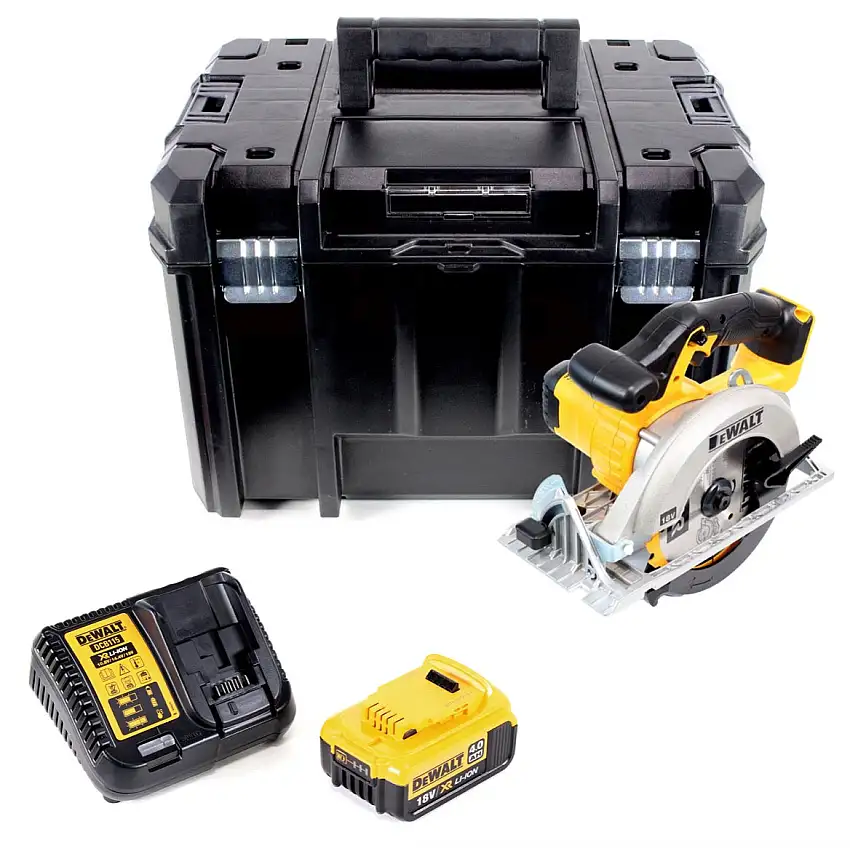 DeWalt DCS 391 M1 Akku Kreissäge 18V 165 mm + 1x Akku 4,0Ah + Ladegerät + Sägeblatt + TSTAK