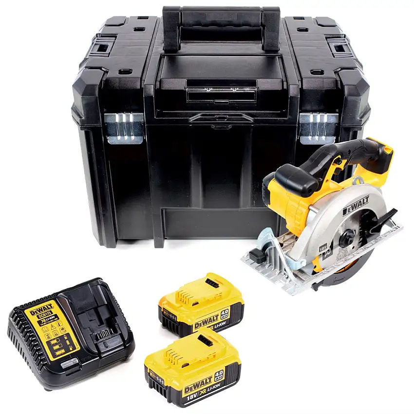 DeWalt DCS 391 M2 Akku Kreissäge 18V 165 mm + 2x Akku 4,0Ah + Ladegerät + Sägeblatt + TSTAK