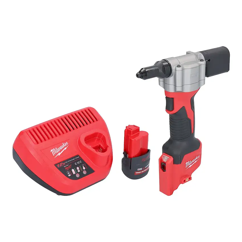 Milwaukee M12 BPRT-251 Akku Blindnietgerät 12 V 20,32 mm + 1x Akku 2,5 Ah + Ladegerät