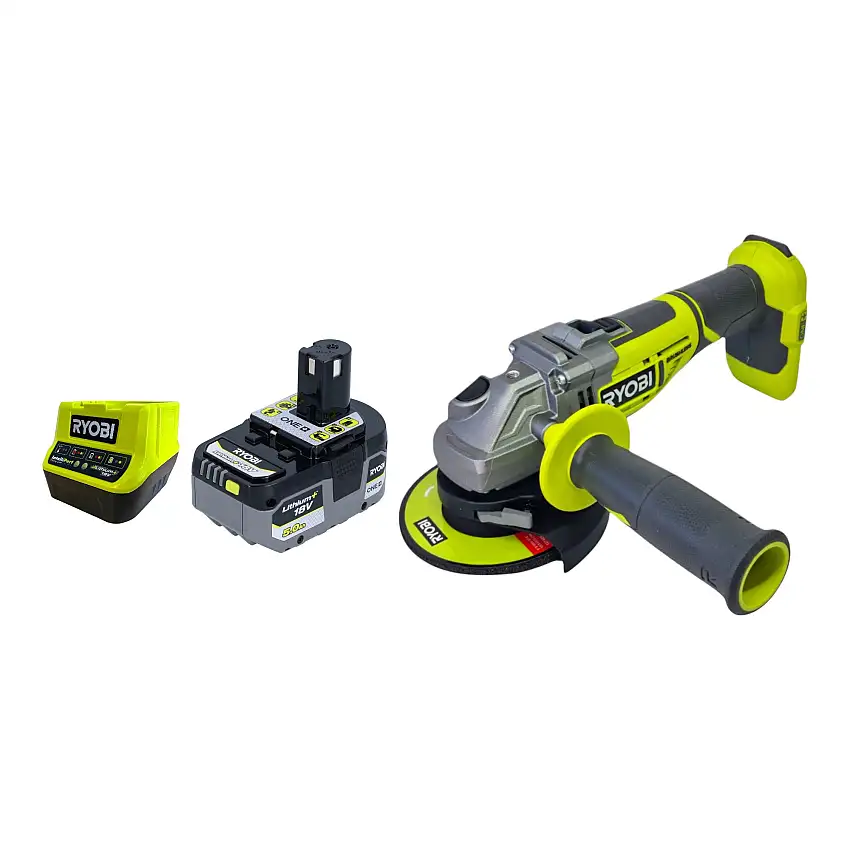Ryobi R18AG7-0 Akku Winkelschleifer 18 V 125 mm Brushless + 1x Akku 5,0 Ah + Ladegerät