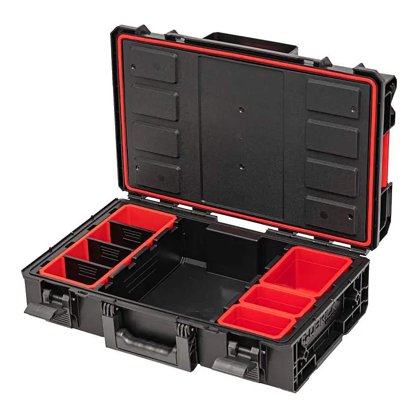 Toolbrothers RHINO XXL Werkzeugkoffer ECO Basic Höhe M 15,4 l IP66 mit herausnehmbaren Trennwänden + Boxen