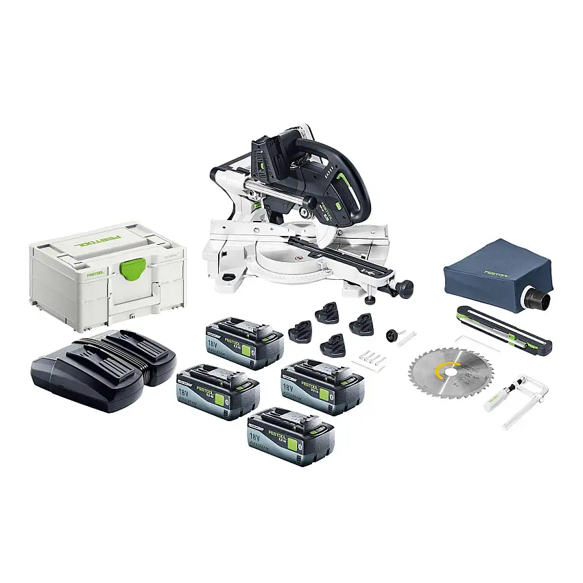 Festool KAPEX KSC 60 EB-Basic Akku Kapp Zugsäge 18 V / 36 V 216 mm Brushless + 4x Akku 8,0 Ah + Ladegerät + Systainer