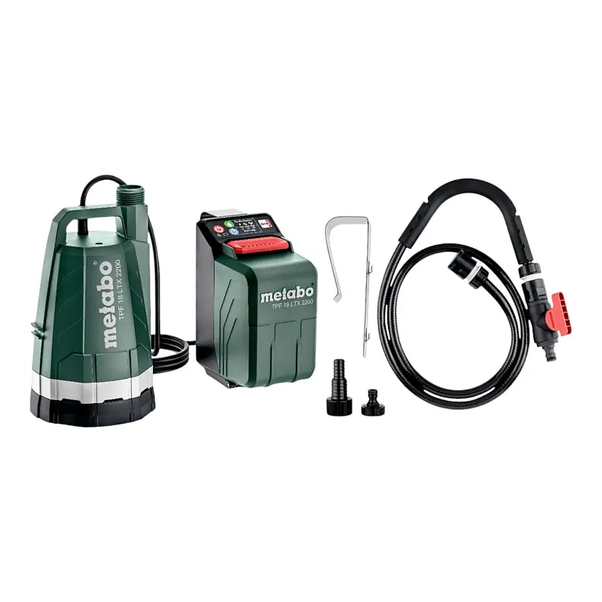 Metabo TPF 18 LTX 2200 Akku Tauch- und Regenfasspumpe 18 V 2200 l/h + 1x LiHD Akku 5,5 Ah - ohne Ladegerät