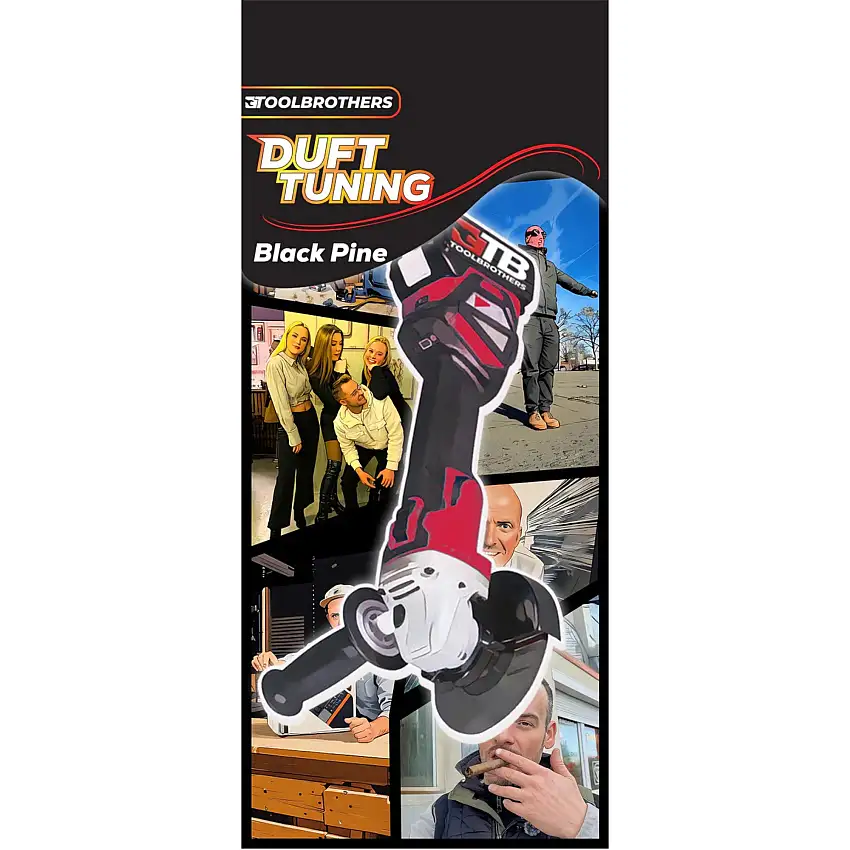 Toolbrothers Duftbaum - Winkelschleifer Design - Duft BLACK PINE - hölzerne mit frischen Duftnoten