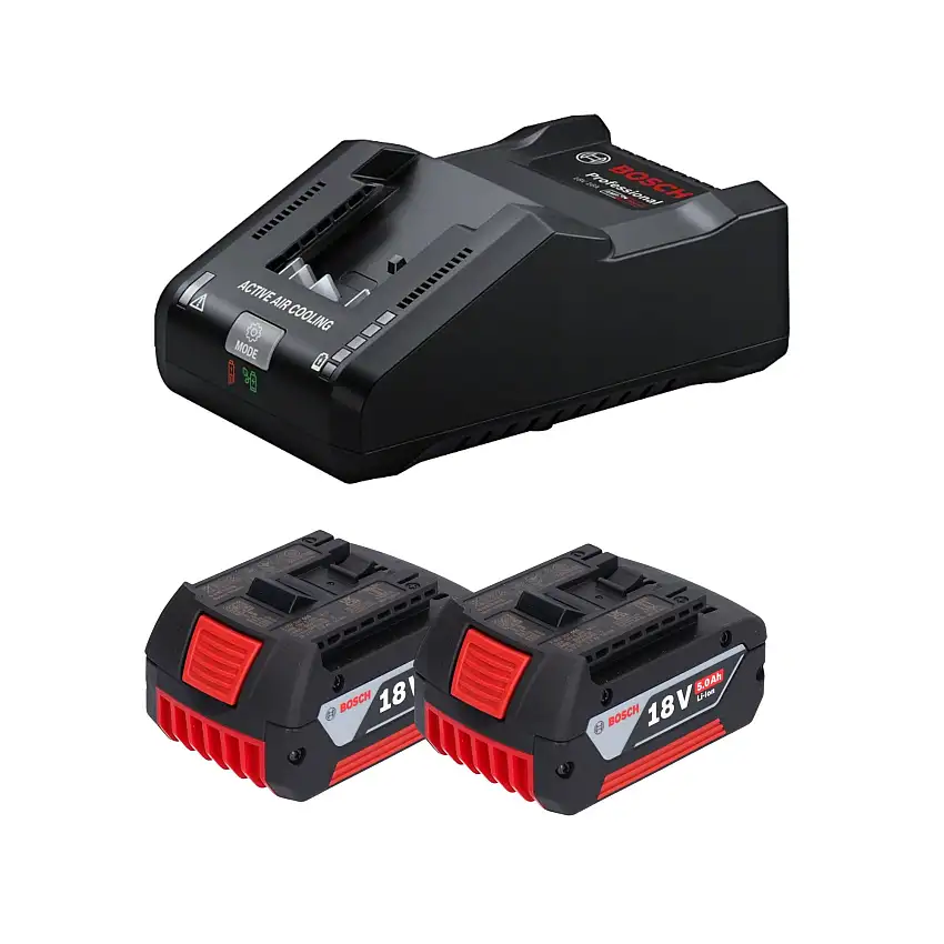 Bosch Starter Set 2x GBA 18 V / 5 Ah / 5000 mAh Li-Ion Akku ( 2x 1600A002U5 ) + GAL 18V-160 Professional Ladegerät ( 1600A02T5G )