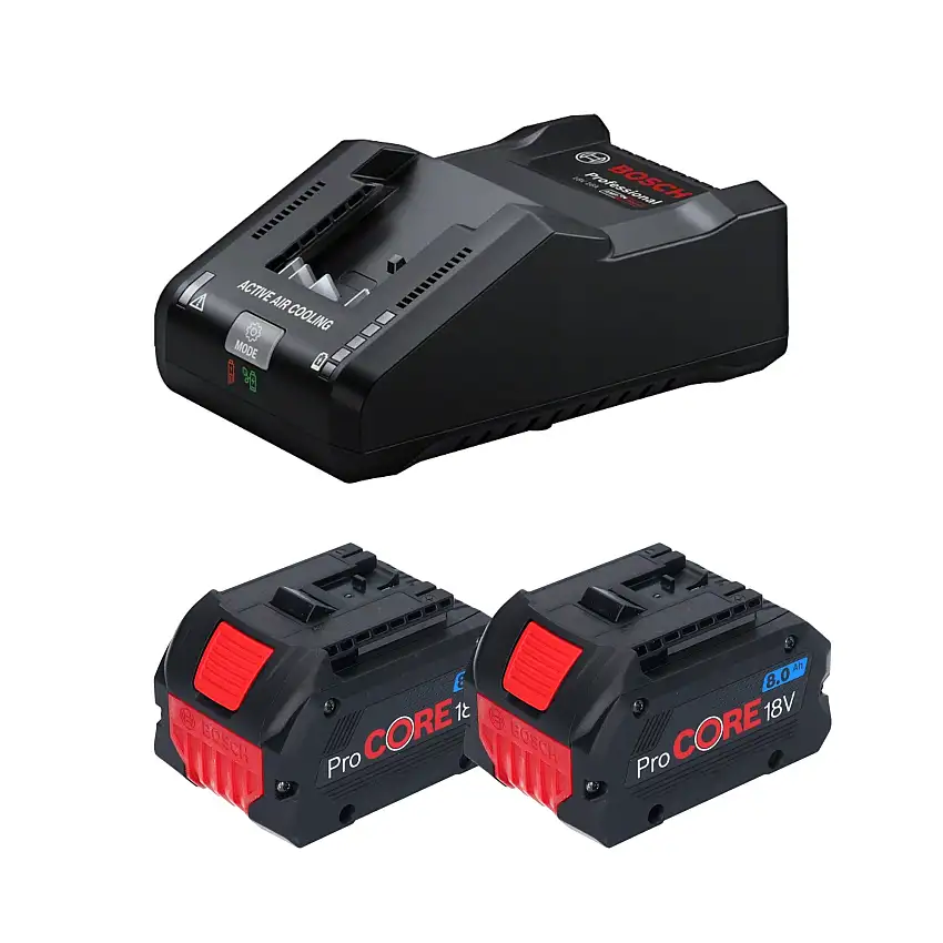 Bosch Starter Set 2x ProCORE 18 V 8,0 Ah Professional Li-Ion Einschub Akku ( 2x 1600A016GK ) + GAL 18V-160 Professional Ladegerät ( 1600A02T5G )