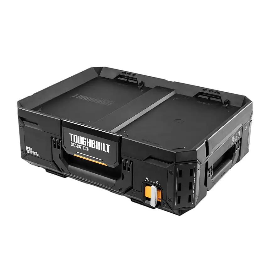 Toughbuilt StackTech TB-B1-B-30 Werkzeugkiste Box 53 x 40 x 18 cm IP65 + 2x Inlay mit Deckel + 2x Inlay + 4x Trennwand