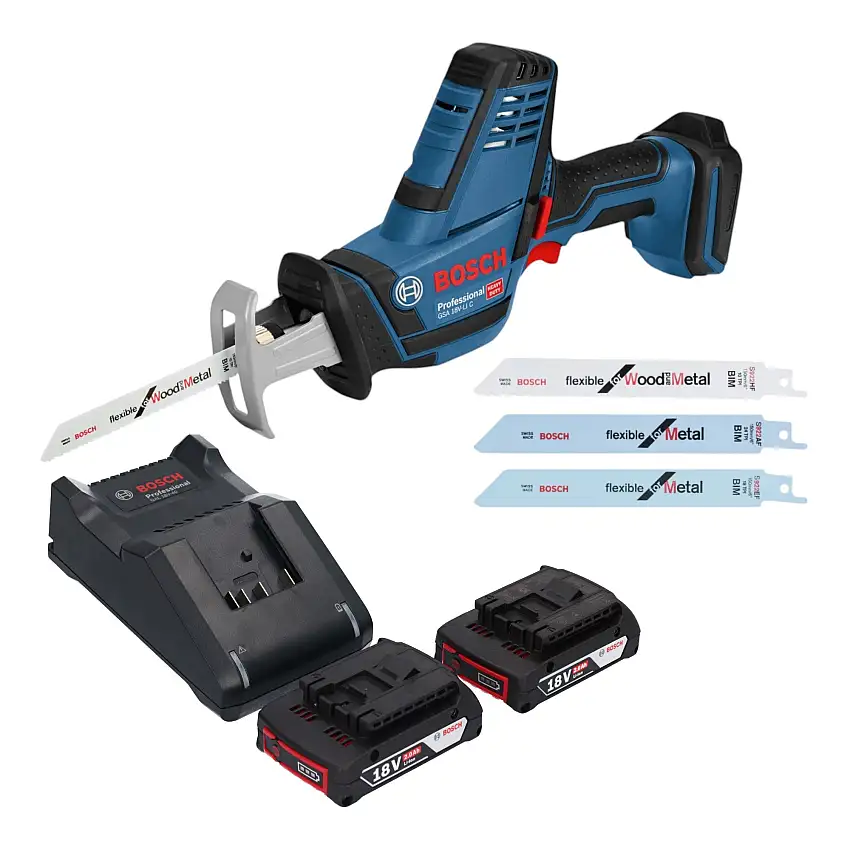 Bosch GSA 18V-LI C Professional Akku Reciprosäge Säbelsäge 18 V + 2x Akku 2,0 Ah + Ladegerät