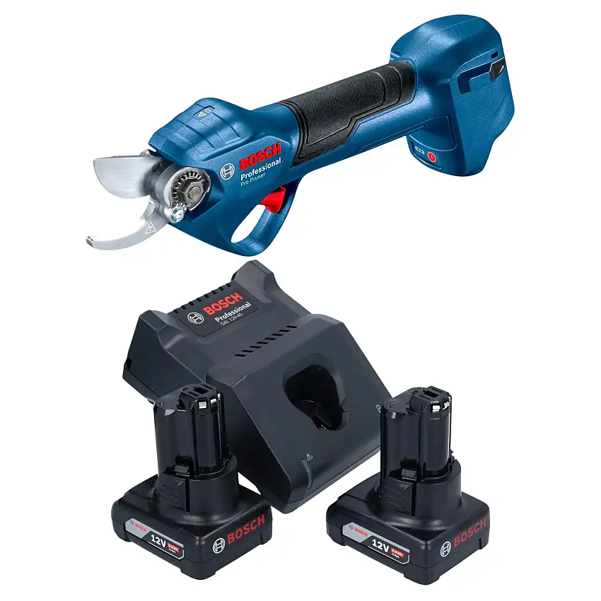 Bosch Pro Pruner Professional Akku Astschere 12 V + 2x Akku 6,0 Ah + Ladegerät