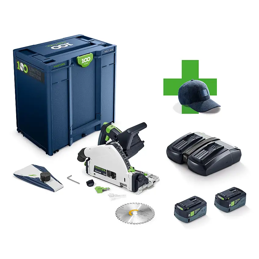 Festool TSC 55 KEBI-Plus/XL 100Y Limited Edition Akku Tauchsäge 18 / 36 V ( 2x 18 V ) 160 mm Brushless ( 578226 ) + 2x Akku 5,0 Ah + Ladegerät + Systainer