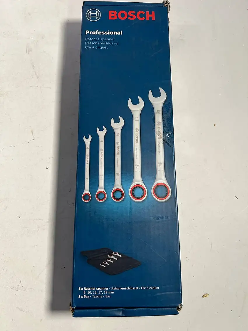 Bosch Maulschlüssel 1600A02Z3D, Professional, Maul-Ringratschenschlüssel Set 5-teilig, 8-19mm - Neuwertig