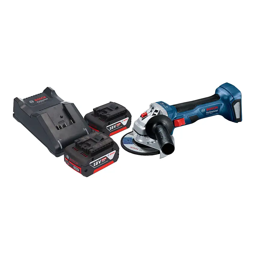 Bosch GWS 18V-7 Professional Akku Winkelschleifer 18 V 115 mm Brushless + 2x Akku 5,0 Ah + Ladegerät