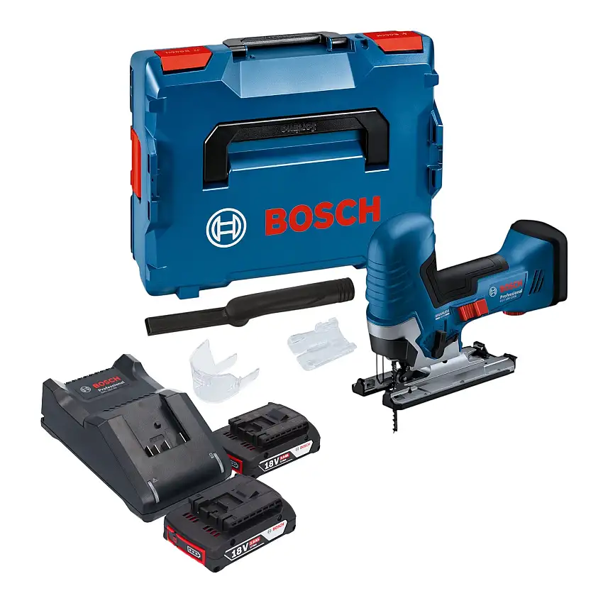 Bosch GST 18V-125 S Professional Akku Stichsäge 18 V 125 mm Brushless + 2x Akku 2,0 Ah + Ladegerät + L-Boxx