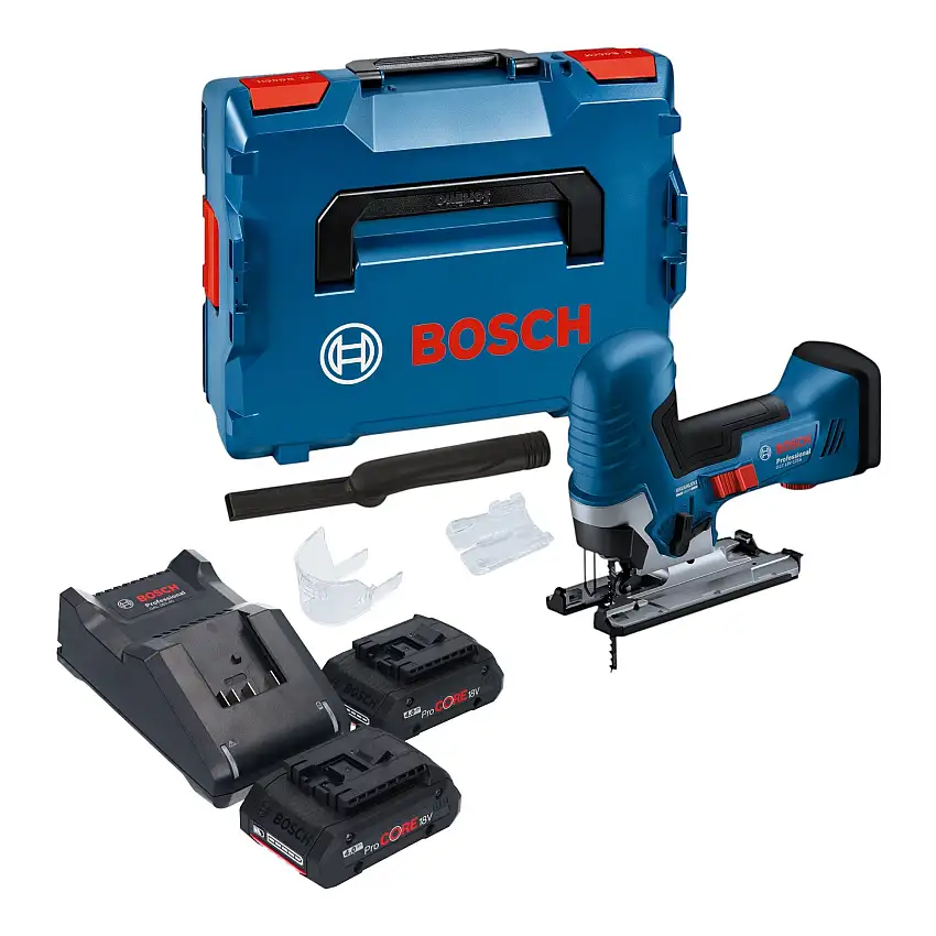 Bosch GST 18V-125 S Professional Akku Stichsäge 18 V 125 mm Brushless + 2x ProCORE Akku 4,0 Ah + Ladegerät + L-Boxx