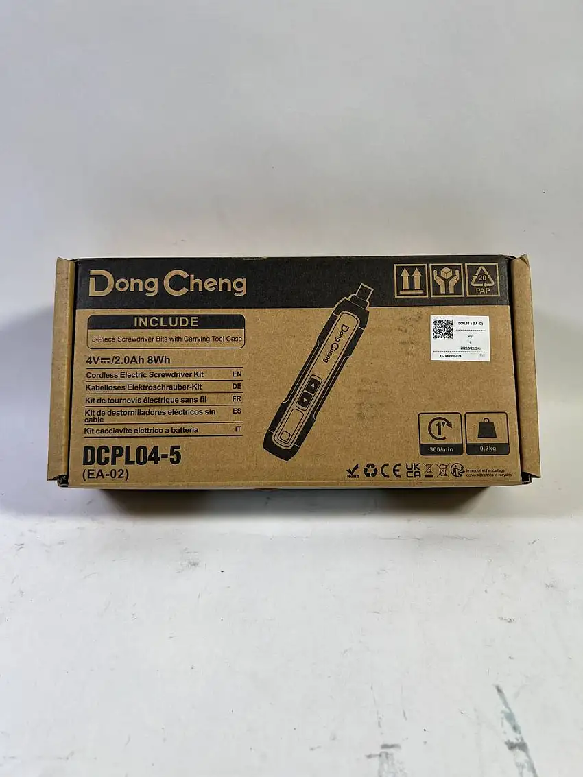 DongCheng Mini Akkuschrauber, 4V Akkuschrauber klein, 2000 mAh Lithium-Ionen-Akku, 3 Drehmoment, max. 5Nm, LED-Licht, 8-tlg. - Neuwertig