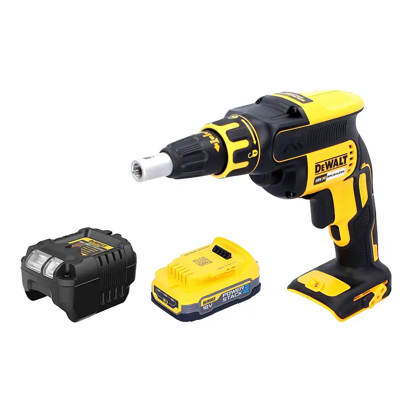 DeWalt DCF 620 E1 Akku Trockenbauschrauber 18 V 30 Nm Brushless + 1x Powerstack Akku 1,7 Ah + Ladegerät