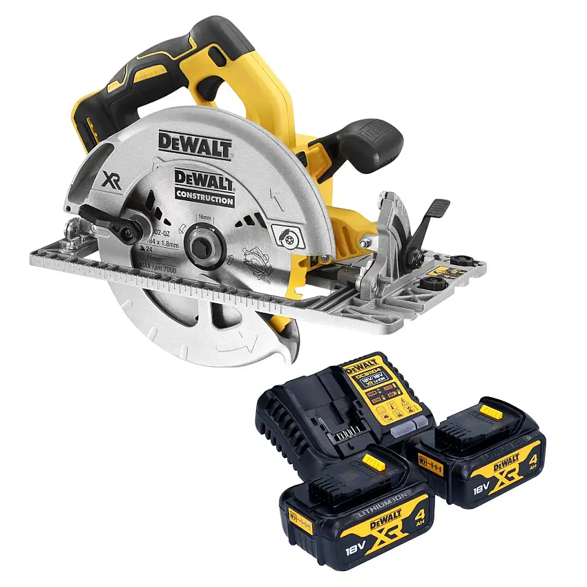 DeWalt DCS 572 M2 Akku Handkreissäge 18 V 184 mm Brushless + 2x Akku 4,0 Ah + Ladegerät