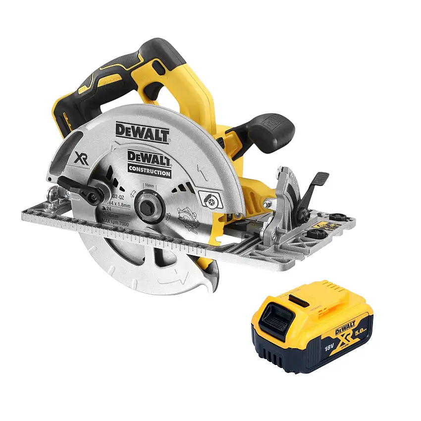DeWalt DCS 572 N Akku Handkreissäge 18 V 184 mm Brushless + 1x Akku 5,0 Ah - ohne Ladegerät