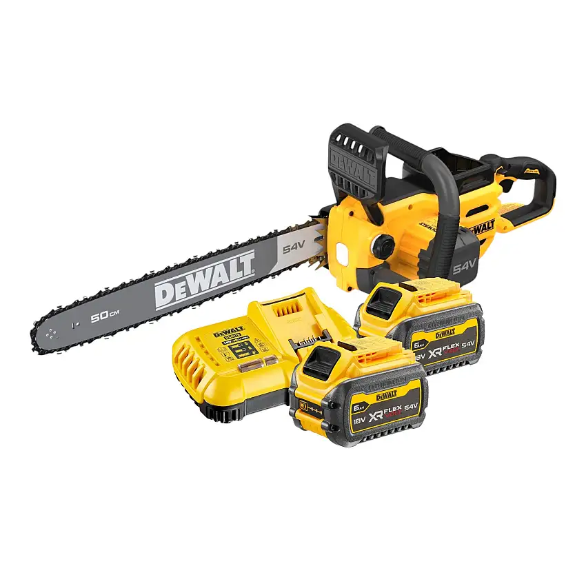 DeWalt DCMCS 575 T2 Akku Kettensäge 54 V FlexVolt 50 cm Brushless + 2x Akku 6,0 Ah + Ladegerät
