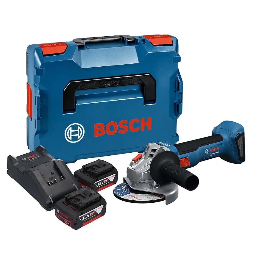 Bosch GWS 18V-8 Professional Akku Winkelschleifer 18 V 125 mm Brushless ( 06019N9003 ) + 2x Akku 5,0 Ah + Ladegerät + L Boxx