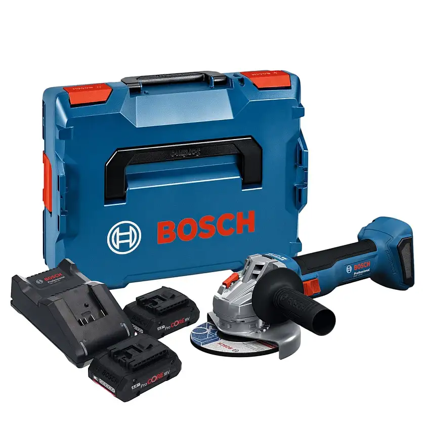 Bosch GWS 18V-8 Professional Akku Winkelschleifer 18 V 125 mm Brushless + 2x ProCORE Akku 4,0 Ah + Ladegerät + L Boxx