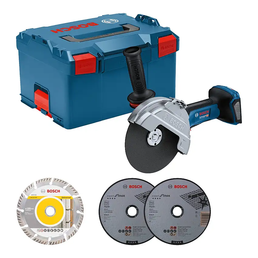 Bosch GWS 18V-180 P Professional Akku Winkelschleifer 18 V 180 mm ( 06019H6L02 ) Brushless + L-Boxx - ohne Akku, ohne Ladegerät