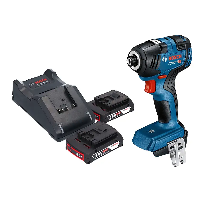 Bosch GDR 18V-200 Professional Akku Drehschlagschrauber 18 V 200 Nm Brushless + 2x Akku 2,0 Ah + Ladegerät