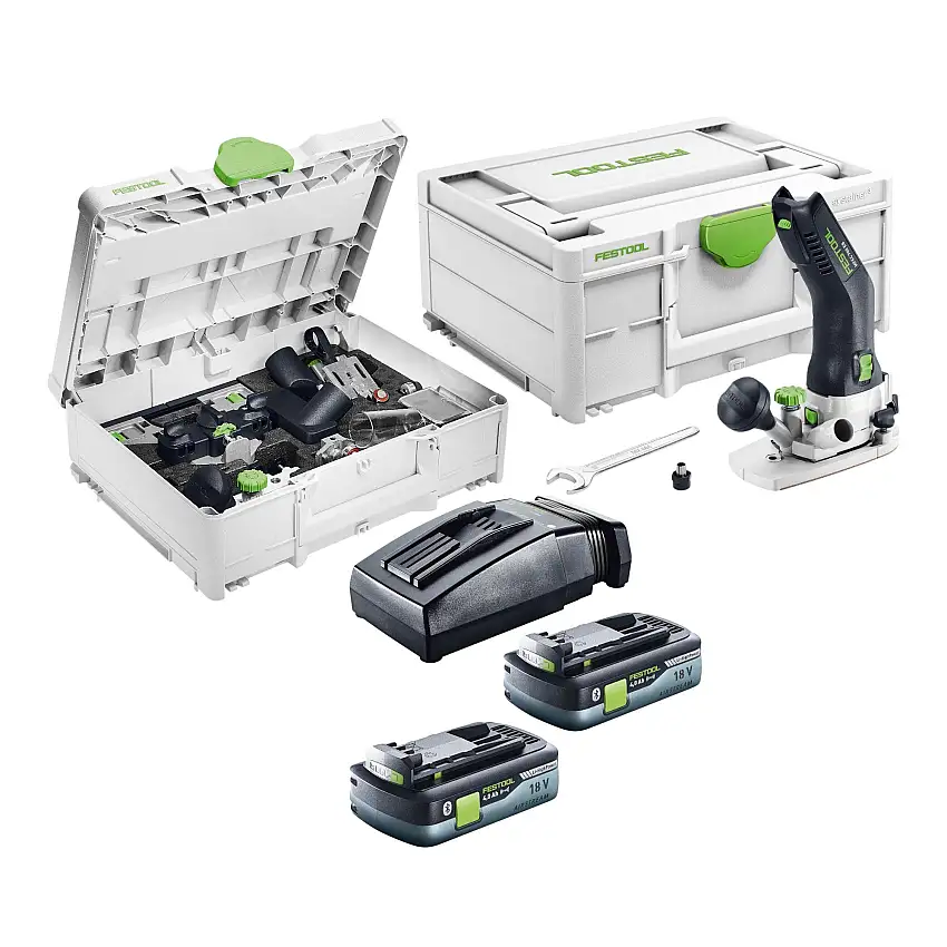 Festool MFKC 700 EB-Basic Akku Modul Kantenfräse 18 V 8 mm Brushless + 2x Akku 4,0 Ah + Ladegerät + Zubehör Set + Systainer