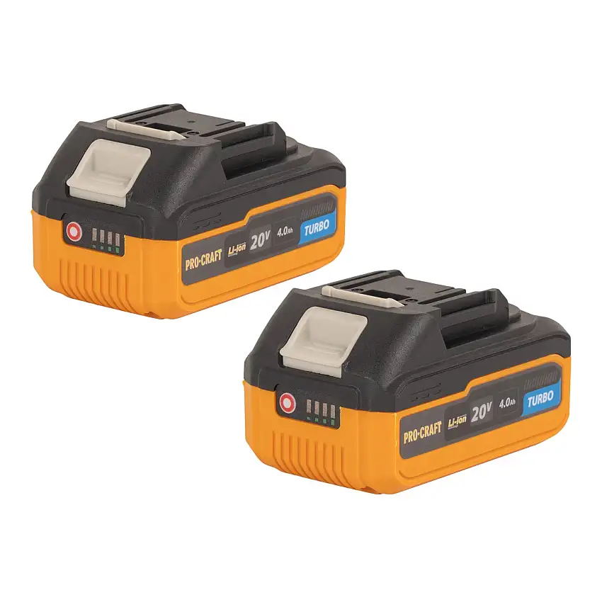 Procraft 2x 20/4 Turbo Akku 20 V 4,0 Ah / 4000 mAh Li-ion mit Ladestandsanzeige