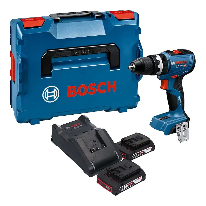Bosch GSB 18V-65 Professional Akku Schlagbohrschrauber 18 V 65 Nm Brushless + 2x Akku 2,0 Ah + Ladegerät + L-Boxx