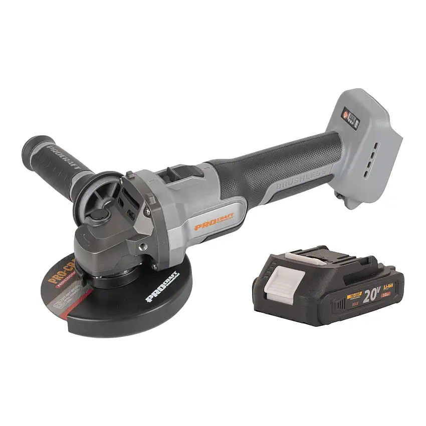 Procraft Industrial AG125Abb Akku Winkelschleifer 20 V 125 mm Brushless + 1x Akku 2,0 Ah - ohne Ladegerät