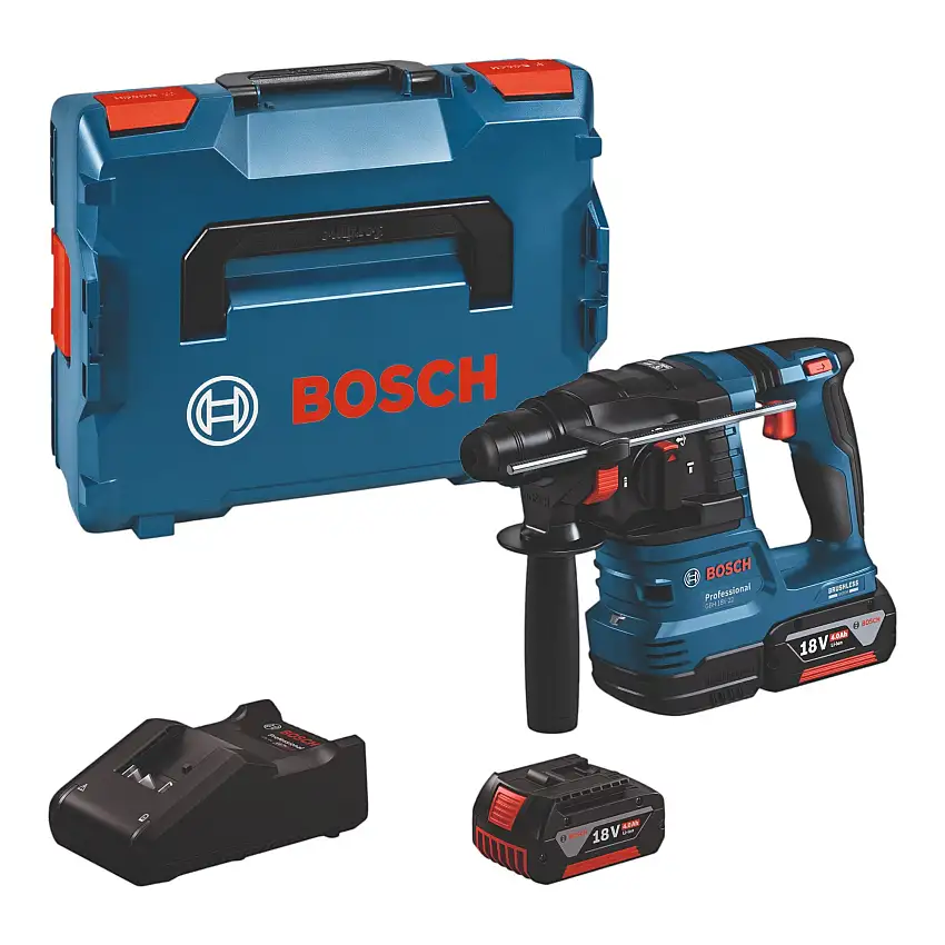 Bosch GBH 18V-22 Professional Akku Bohrhammer 18 V 1,9 J SDS Plus Brushless ( 0611924002 ) + 2x Akku 4,0 Ah + Ladegerät + L-Boxx