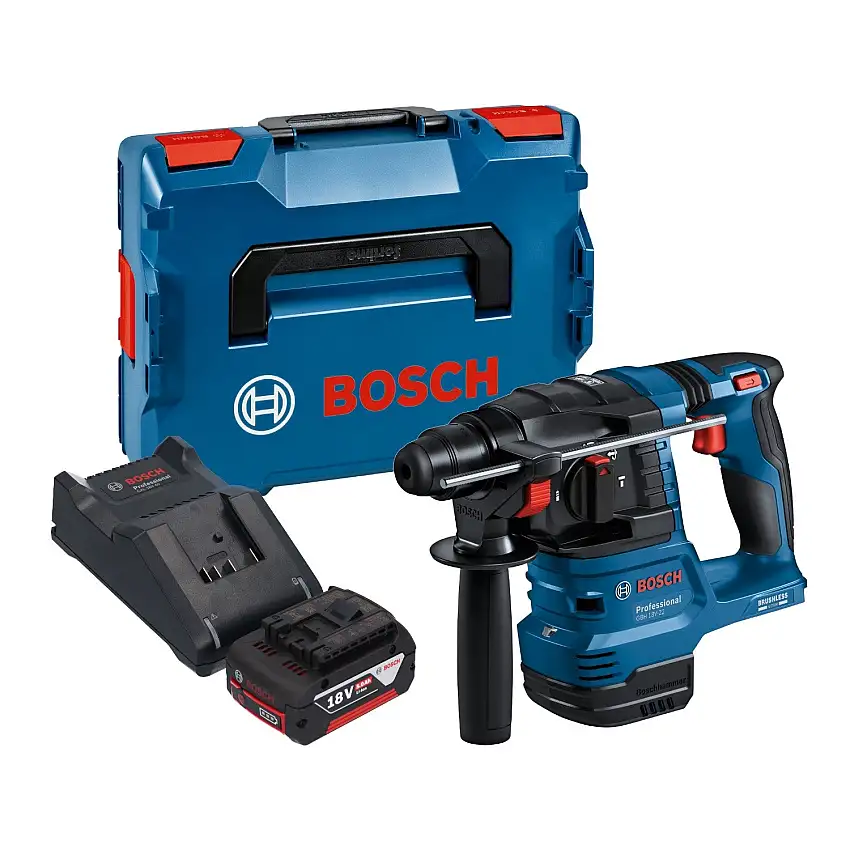Bosch GBH 18V-22 Professional Akku Bohrhammer 18 V 1,9 J SDS Plus Brushless + 1x Akku 5,0 Ah + Ladegerät + L-Boxx