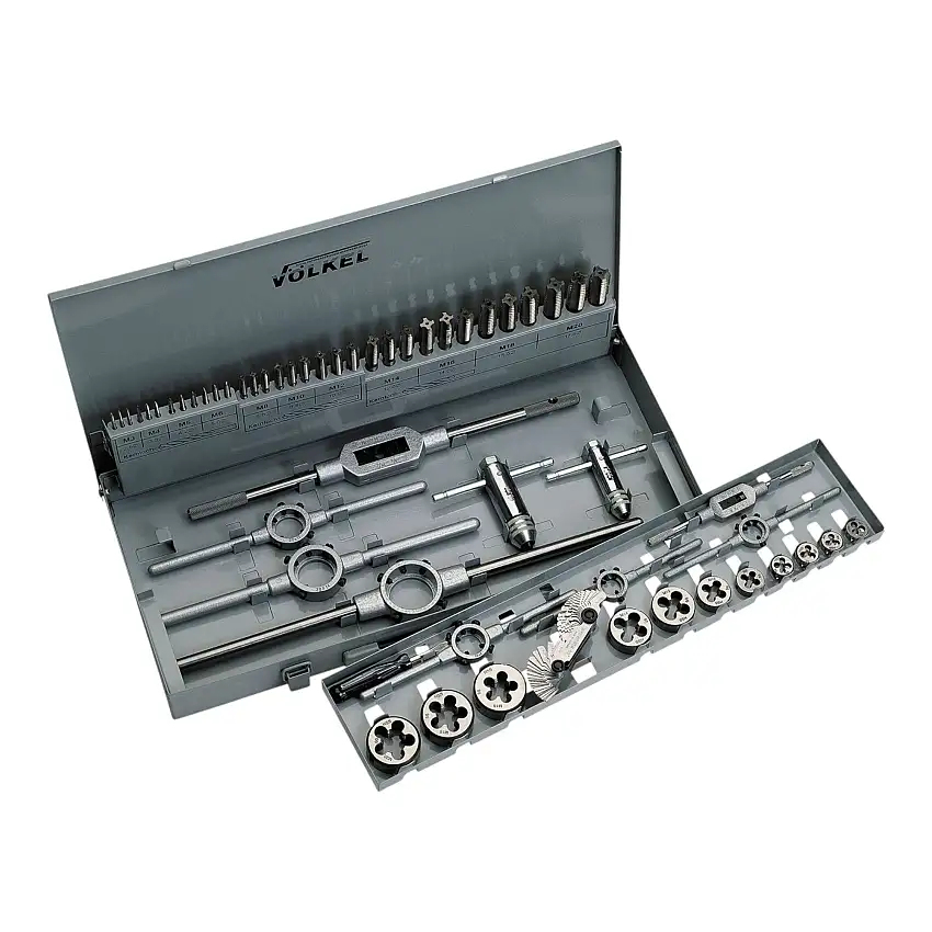 VÖLKEL P.V.2 Handgewindebohrer + Schneideisen Set 54 tlg. M3 - M20 HSS-G ( 49201 ) DIN 352/223