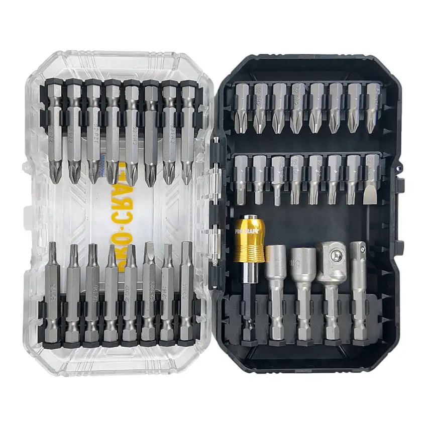 Procraft BS-37 Bit Set 37 teilig S2 Stahl Phillips / Pozidriv / Torx / Hex / Schlitz / Vierkant