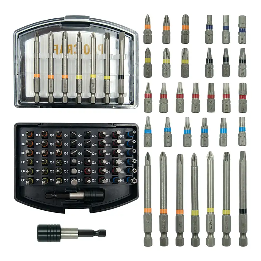 Procraft BS-56 Bit Set 56 teilig S2 Stahl Phillips / Pozidriv / Torx / Hex / Schlitz