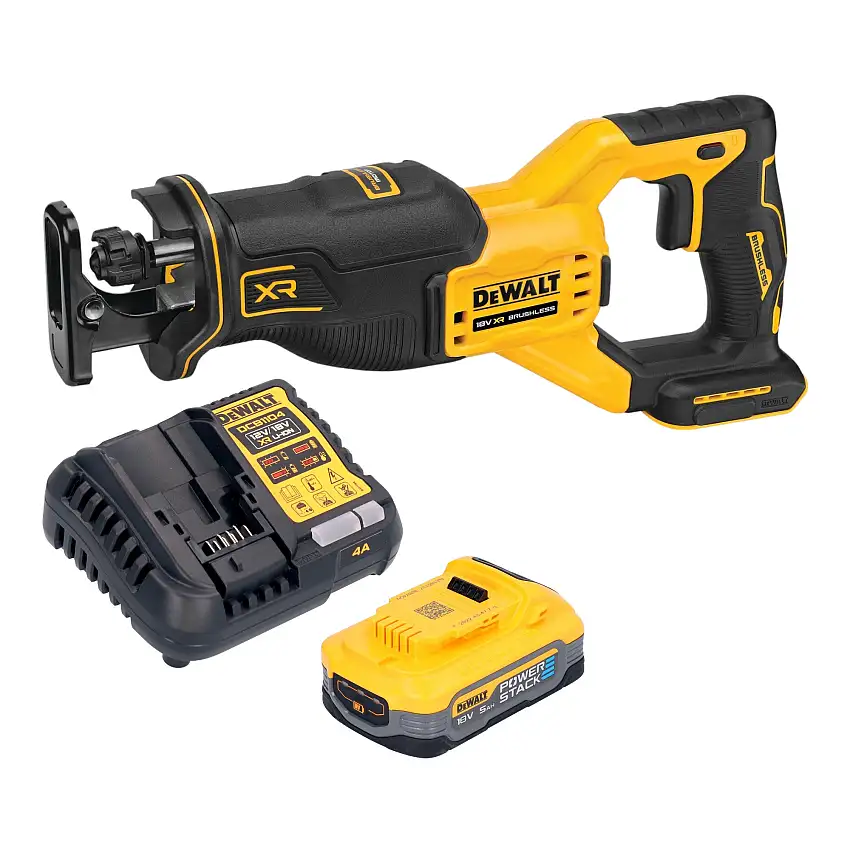 DeWalt DCS 382 H1 Akku Reciprosäge Säbelsäge 18 V Brushless + 1x Powerstack Akku 5,0 Ah + Ladegerät