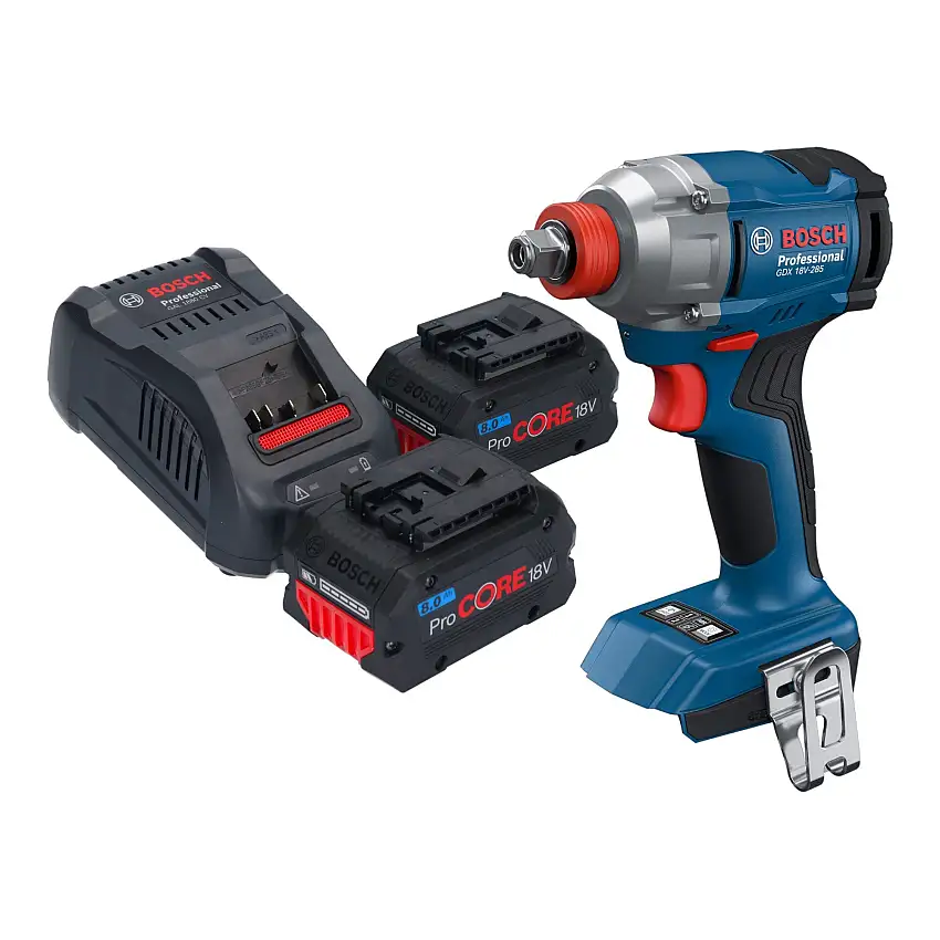 Bosch GDX 18V-285 Professional Akku Drehschlagschrauber 18 V 285 Nm 1/4'' Brushless + 2x ProCORE Akku 8,0 Ah + Ladegerät