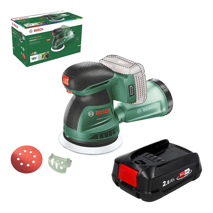 Bosch UniversalOrbit 18V-20 Akku Exzenterschleifer 18 V 125 mm + 1x Akku 2,5 Ah - ohne Ladegerät