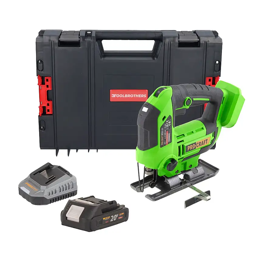 Procraft ST22 Akku Stichsäge 20 V 80 mm Brushless + 1x Akku 2,0 Ah + Ladegerät + RHINO Toolcase
