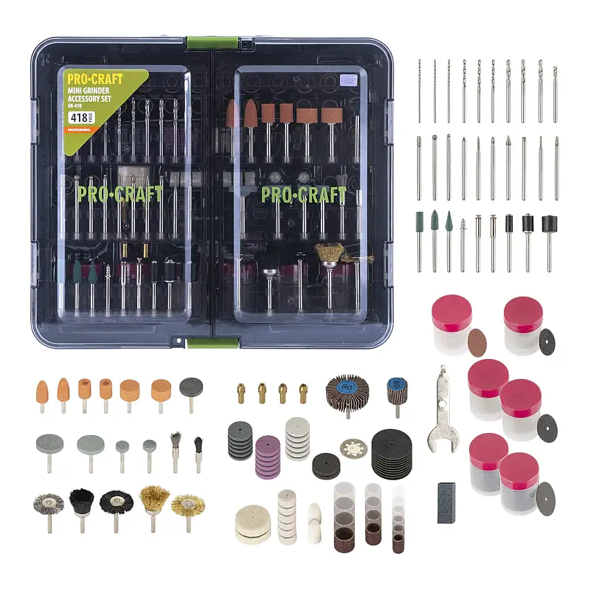 Procraft GK-418 Zubehör Set 418 teilig Universal für Geradschleifer