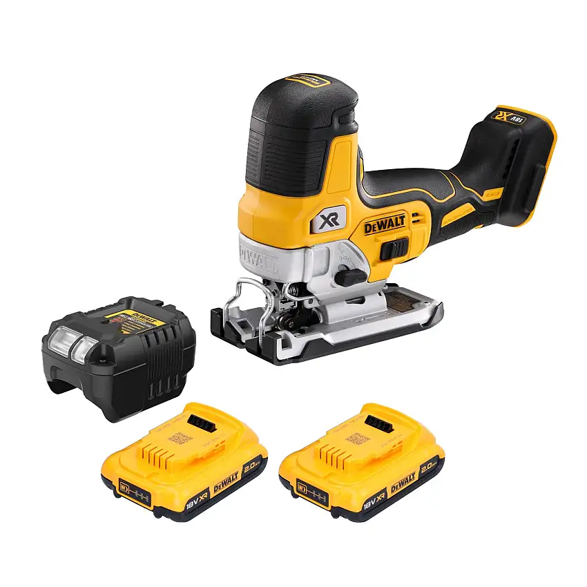 DeWalt DCS 335 D2 Akku Stichsäge 18 V 135 mm Brushless + 2x Akku 2,0 Ah + Ladegerät