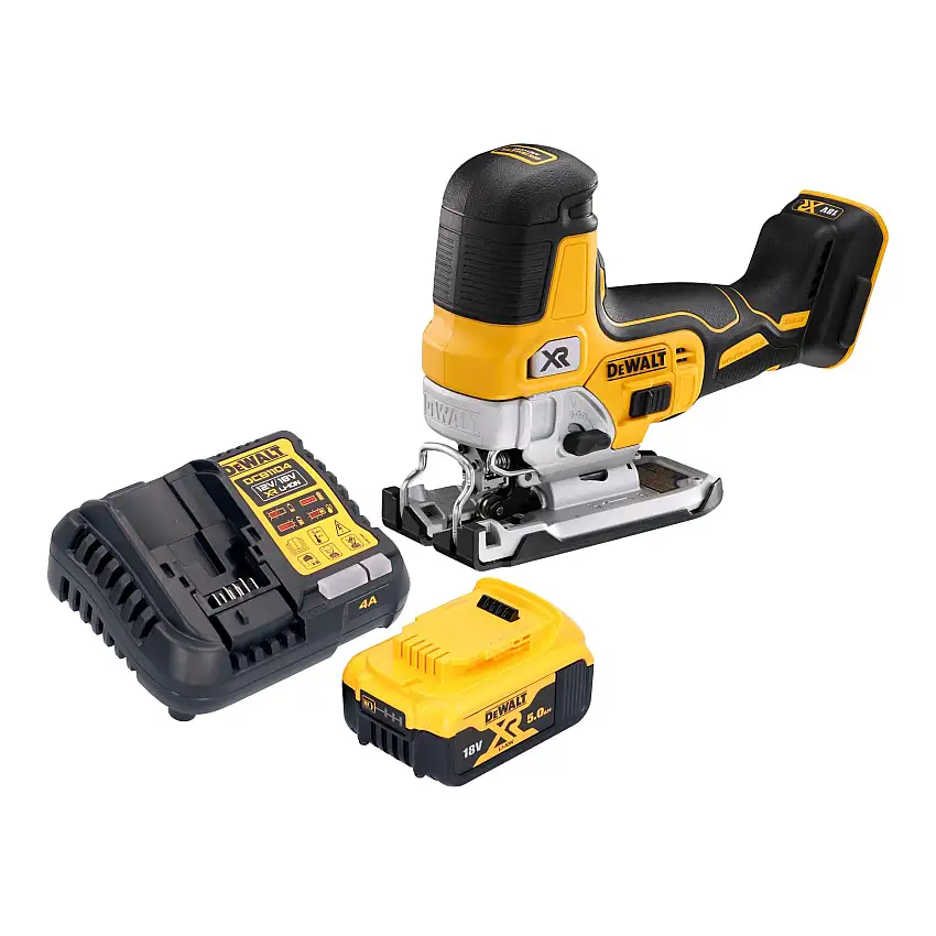 DeWalt DCS 335 P1 Akku Stichsäge 18 V 135 mm Brushless + 1x Akku 5,0 Ah + Ladegerät