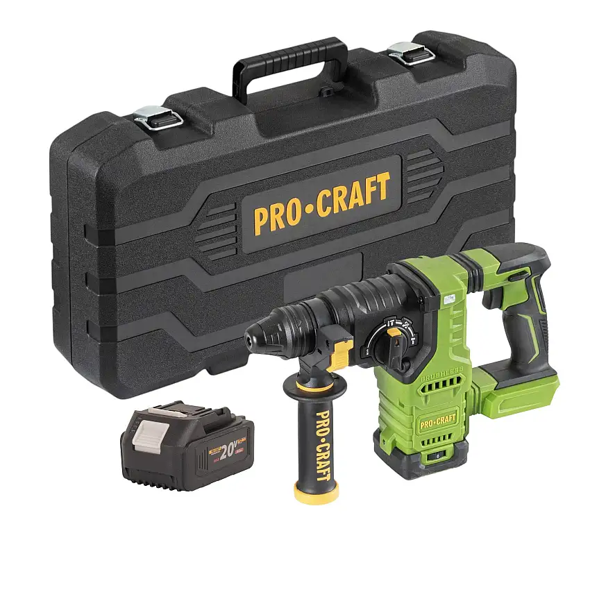 Procraft PHA30-bb-c Akku Bohrhammer 20 V 2,8 J SDS plus Brushless + 1x Akku 4,0 Ah + Koffer - ohne Ladegerät