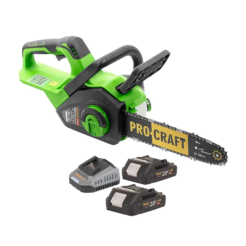 Procraft PKA38 Akku Kettensäge 20 V 304 mm Brushless + 2x Akku 2,0 Ah + Ladegerät