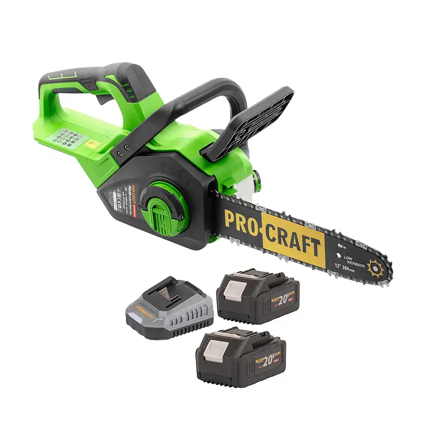 Procraft PKA38 Akku Kettensäge 20 V 304 mm Brushless + 2x Akku 4,0 Ah + Ladegerät